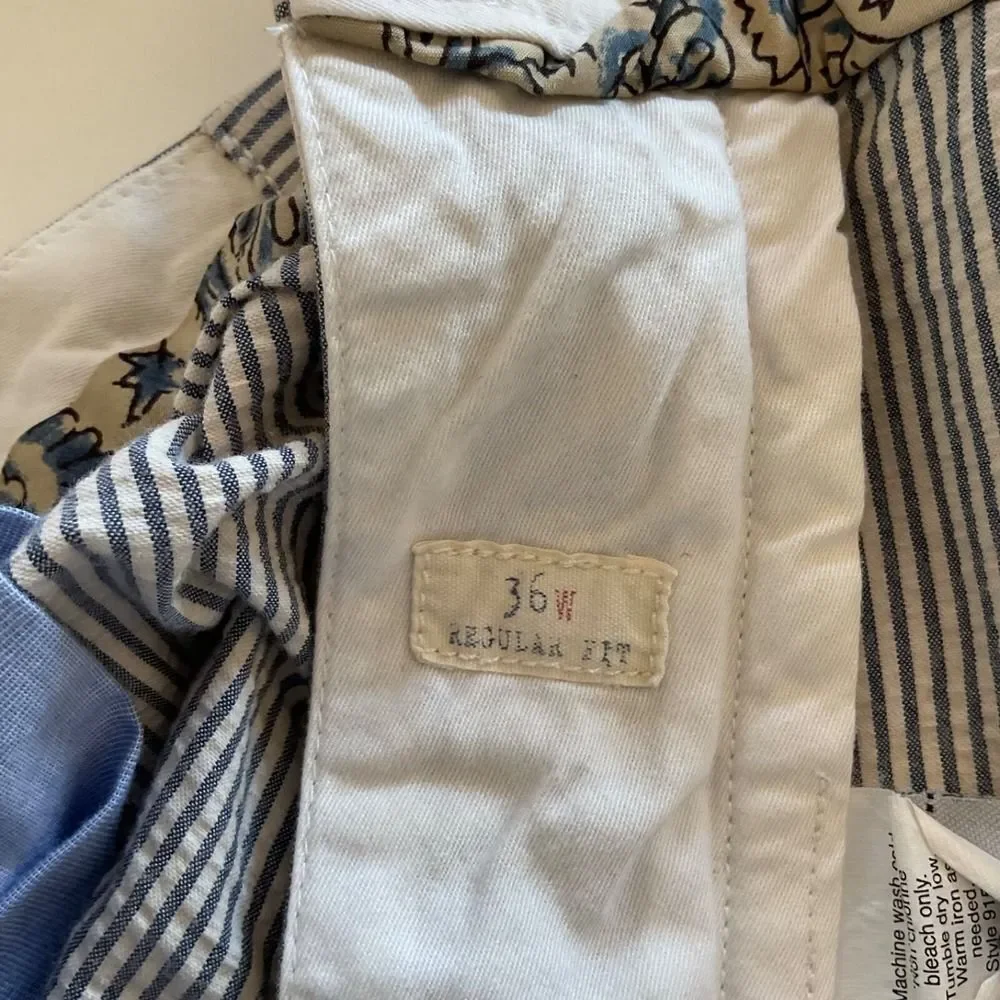 J Crew Seersucker Navy Blue White Striped Chino Preppy Shorts Mens Sz 36 Y2K